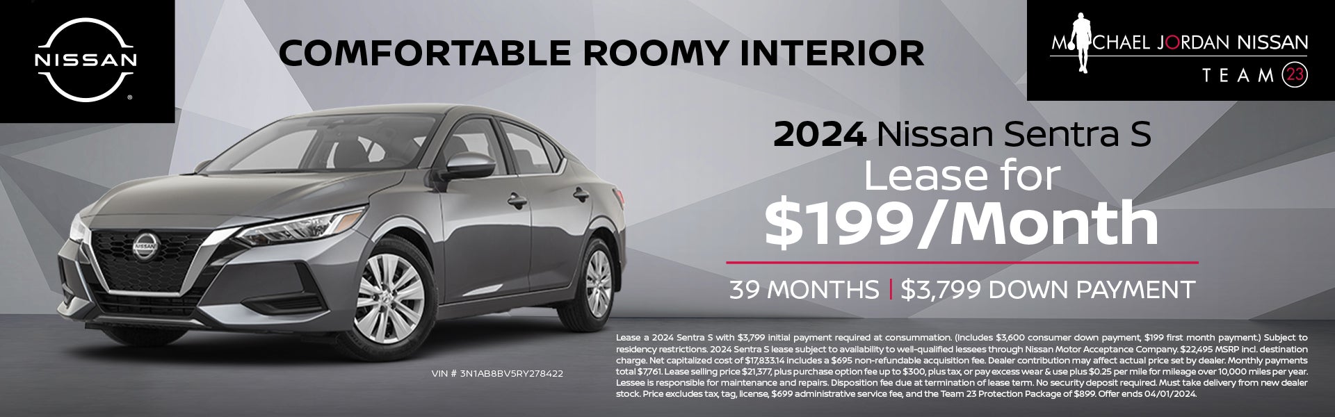 2024 Nissan Sentra Lease For $199/Mo For 36 Mos